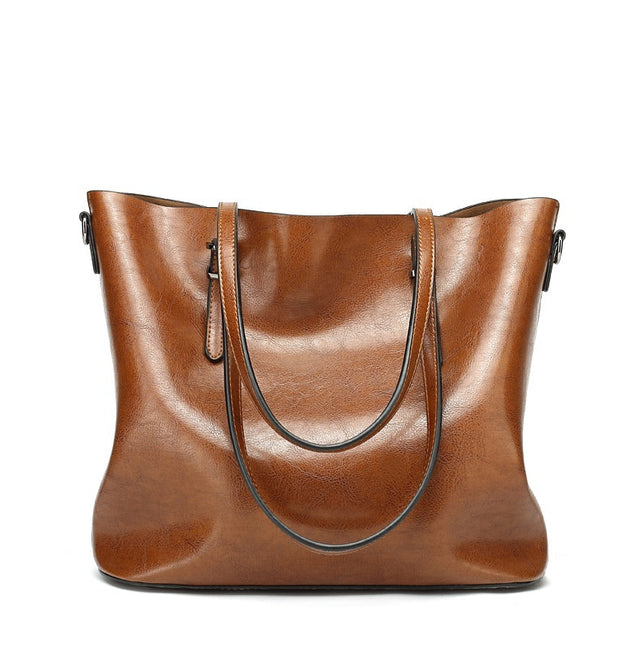 Retro Style Oil Wax Leather Patent Simple Portable Shoulder Messenger Bag