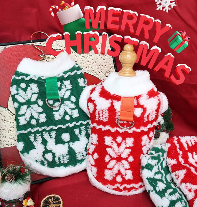 Christmas Cat And Dog Clothes Plush Hoodie Clothes