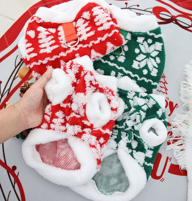 Christmas Cat And Dog Clothes Plush Hoodie Clothes