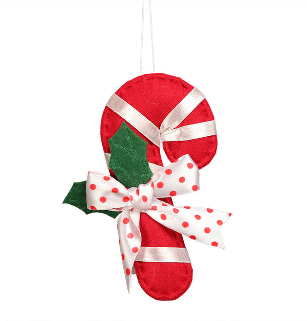 Christmas Decoration Products Crutch Shape Non-woven Felt Pendant