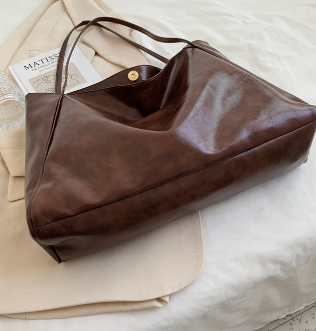 Winter Japanese And Korean Large Capacity Soft Leather Shoulder Bag