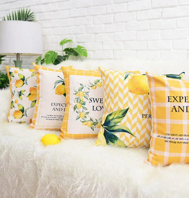 Lemon Letter Printed Cushion Cover and pillow case