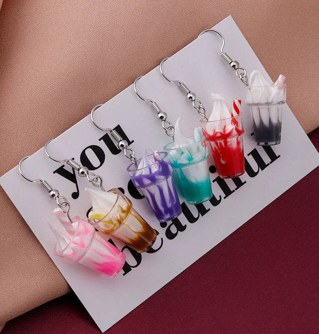Creative 3D Resin Ice Cream Drop Earrings Cute Candy Color Kid Earrings