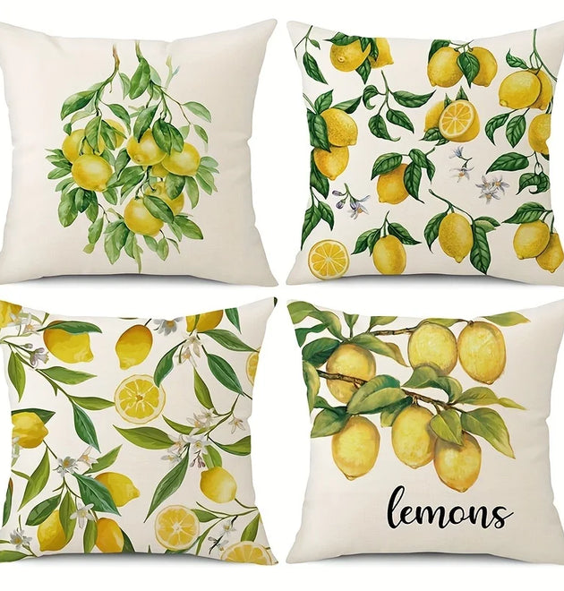 1Pcs Lemon Tree Print Sofa Throw Pillow Covers  Zipper Closure