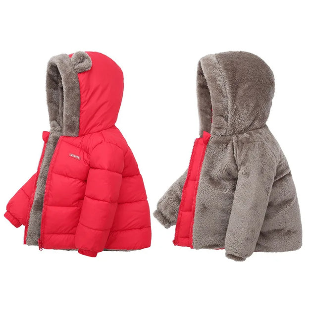 Baby Boys Girls Jacket Hooded Cotton Outerwear Children's Thick Fleece Coat Cashmere Padded Jackets Winter Boys Girls Warm Coats