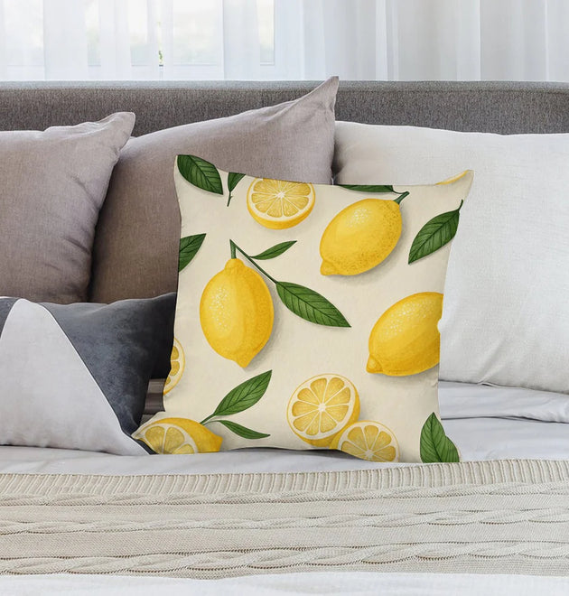 Lemon Pattern Pillow Case Short Plush Sofa Decorative Gift Home Double-sided Printing Cushion