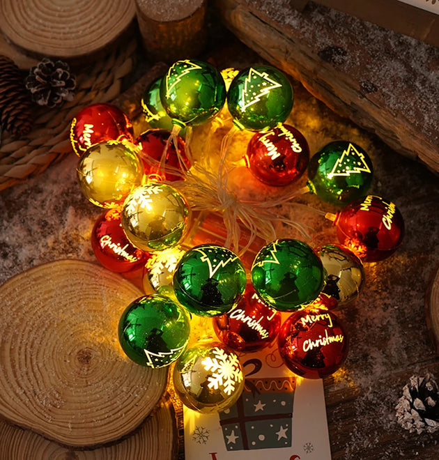 Christmas Balls Star Fairy Light Garland, Xmas Hanging Lamp & Home Decoration