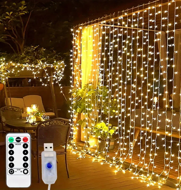 USB Power Curtain LED Light String Christmas Decoration for Hoem Bedroom