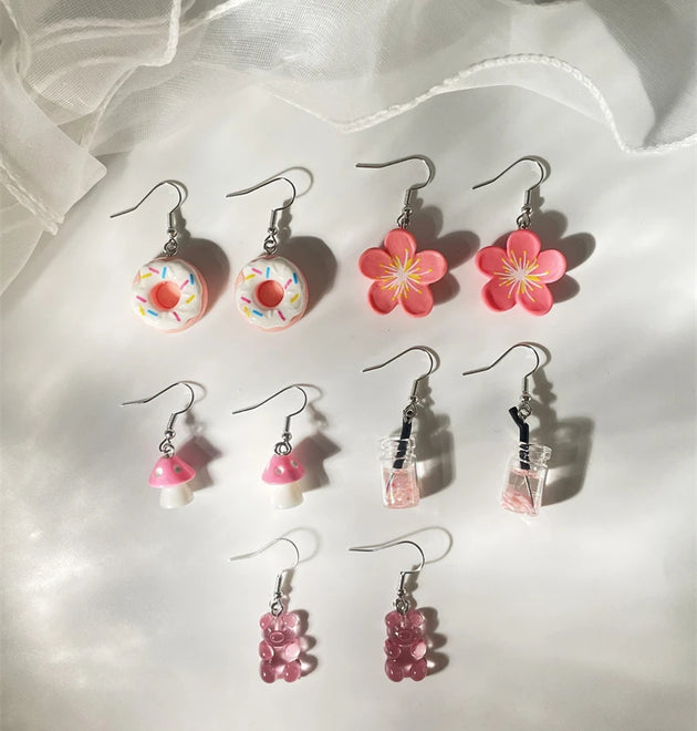Cute Delicate Ice Cream Fruit Resin Drop Earrings
