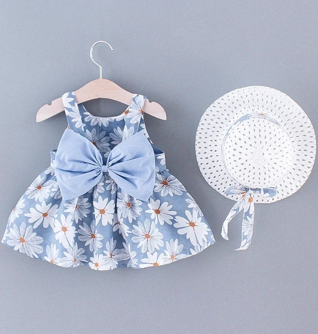 Floral Print Little Fresh Everyday Sweet Princess Dress with Bow