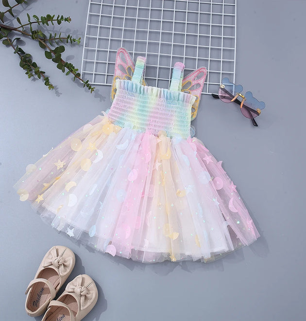 Strap Colorful Mesh Butterfly Wings Beach Birthday Party Princess Dress