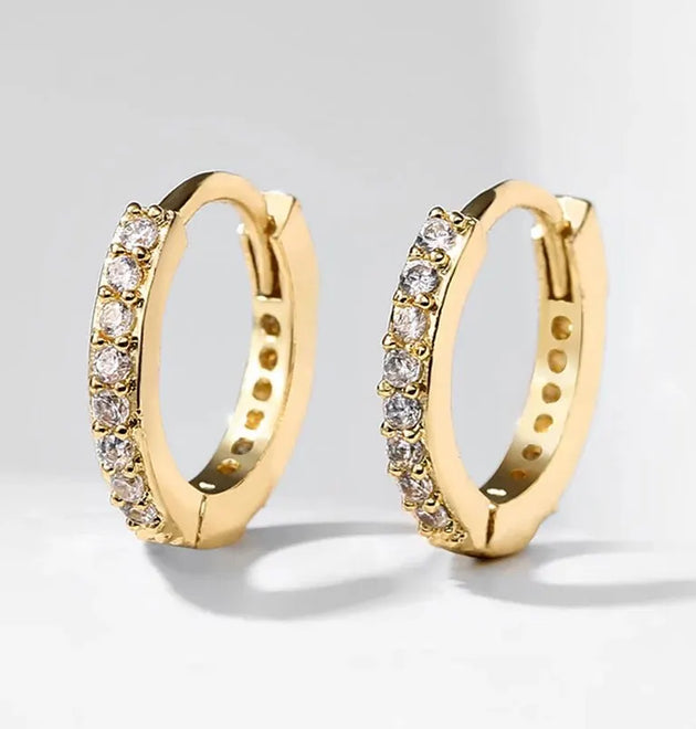 1 Pair Minimal Exquisite Hoop Crystal Zirconia Small Huggie Thin Cartilage Earring For Women Helix Tragus Piercing Jewelry