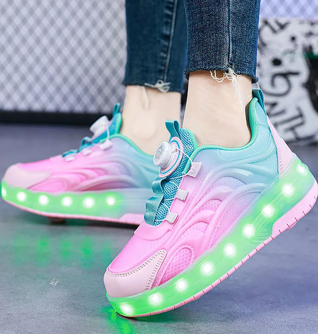 2 Wheels Children's Led Light Roller Skate Shoes Kids Boys Girls