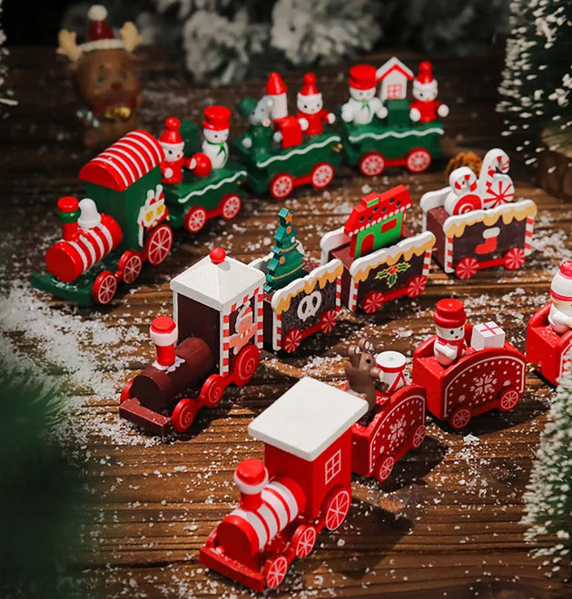 Christmas Wood Train Decoration,Christmas Ornaments With Moving Train