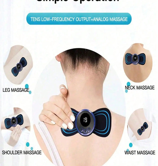 LCD Display EMS Neck Electric Massager Cervical Neck Back Patch 8 Mode Pulse Muscle Stimulator