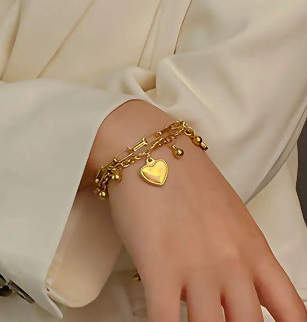 1PC Women's Fashion Trend Zinc Alloy Multilayer Steel Ball Love Bracelet Travel, Date, Banquet, Party, Festival Dressing Gifts