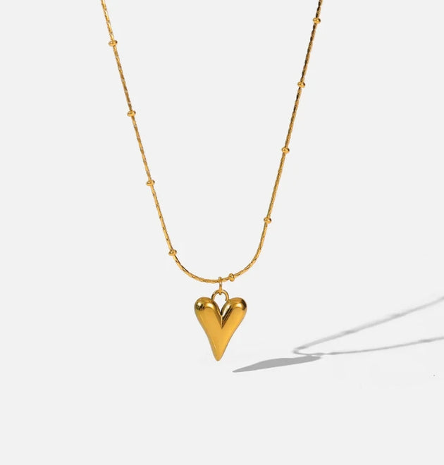 Stainless Steel Heart Pendant Chain Necklace for Women Stylish Trend Girls Neck Choker Jewelry Gifts Waterproof