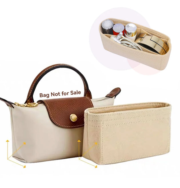 Bag Organizer For Longchamp Mini Bag Storage Bag The Liner Bag Felt Purse Insert Handbag Liner Bag