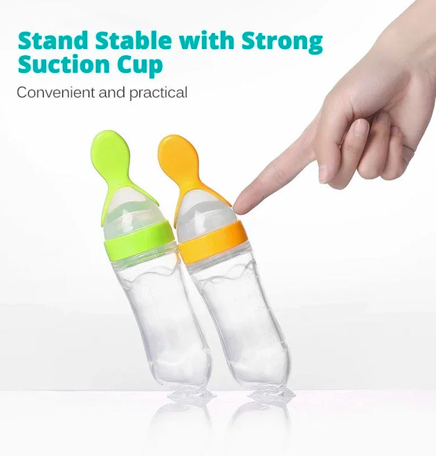 Safe Useful Silicone Baby Bottle With Spoon Food Supplement Rice Cereal Bottles Cup