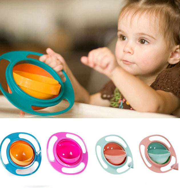 Magic Gyro Bowl 360 Degree Rotate Spill-Proof Bowls with Lid Plastic
