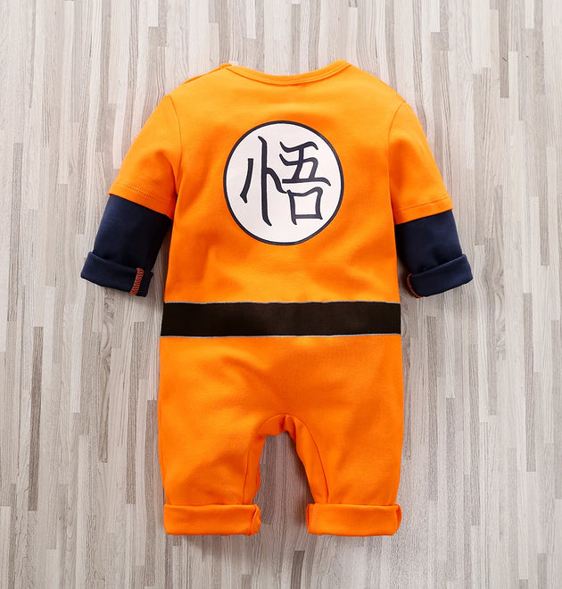 Boys and Girls Long sleeved Anime Orange Training Suit Casual All Cotton Bodysuit