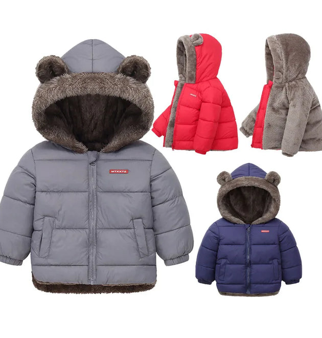 Baby Boys Girls Jacket Hooded Cotton Outerwear Children's Thick Fleece Coat Cashmere Padded Jackets Winter Boys Girls Warm Coats