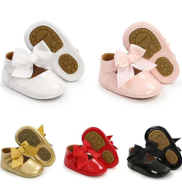 Bowknot Rubber Sole Anti-slip PU Ballet Slippers Dress Shoes