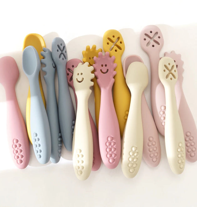 3PCS Silicone Spoon Fork For Baby Utensils Set Feeding Food Toddler