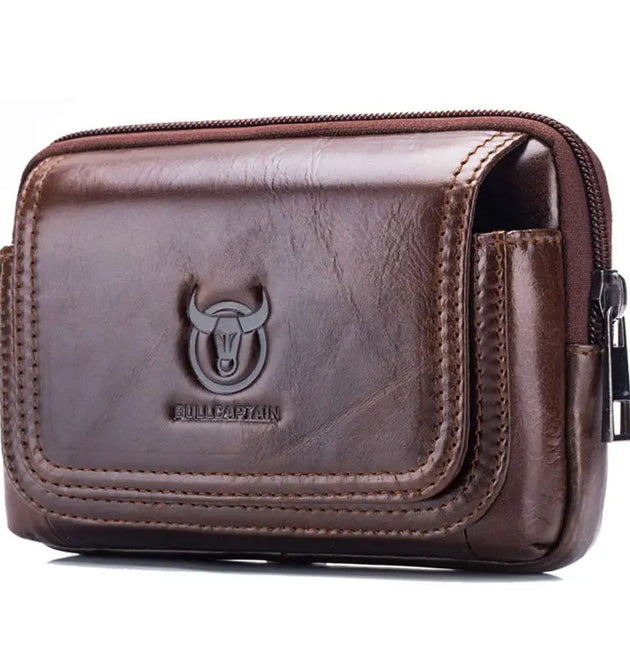 BULLCAPTAIN Male Purse Leisure Sling Bag Small Pocket New Men Waist Bag Leather Sling Cigarette Bag Mobile Phone Bag