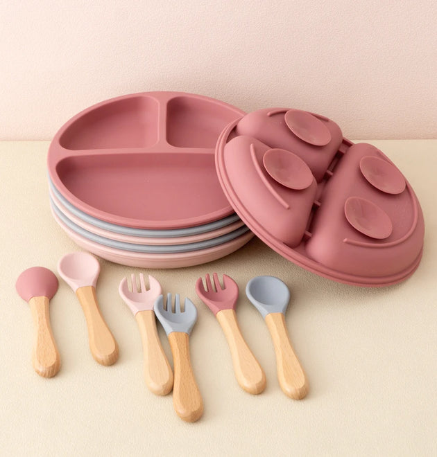 3PCS Silicone Children Tableware Baby Feeding Set