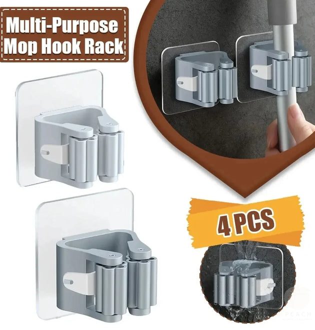4PCS Mop Hook without Punching Broom Clamp Holder