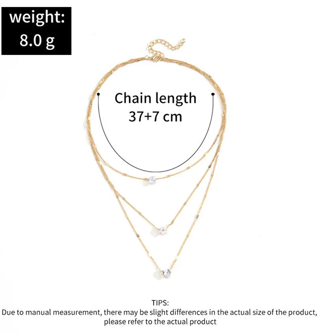 Trendy Zircon Pendant Necklace For Women Multilayer Chain Choker Fashion Female Party Shiny Jewelry Gift