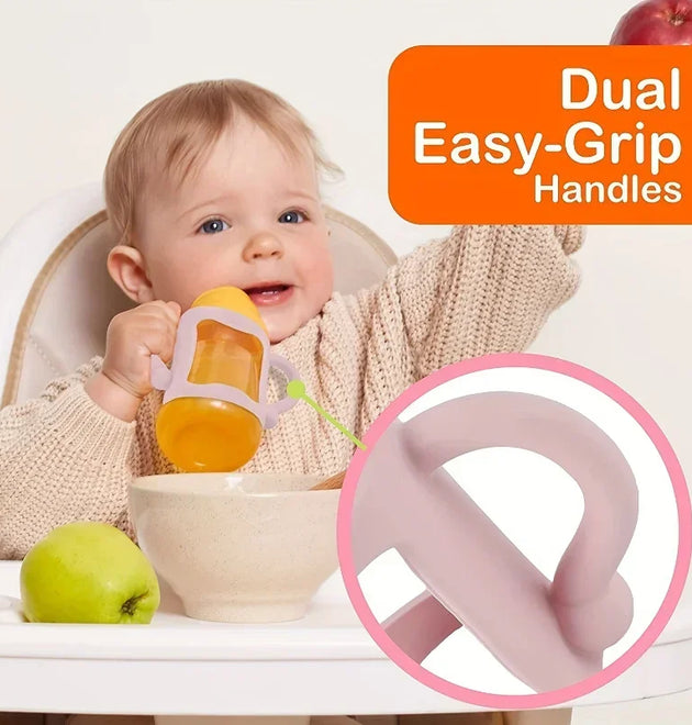 Easy Grip Handle, Can Accommodate Most Bottles - BPA-free Soft Silicone