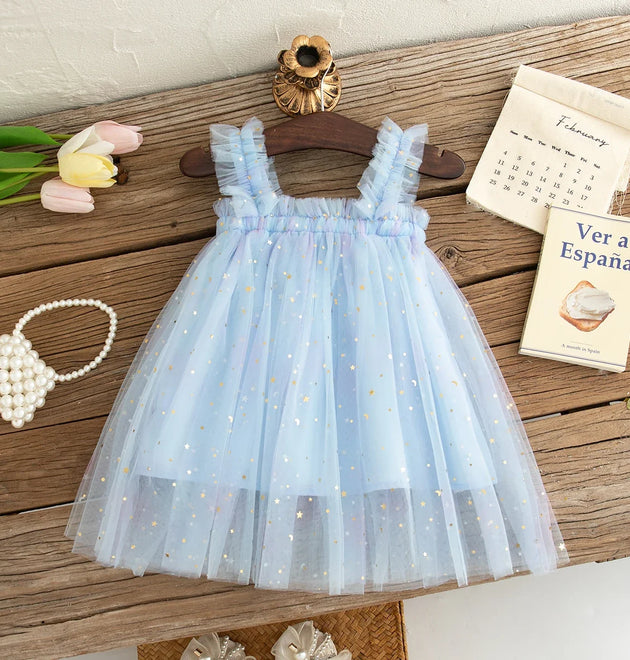 Baby Dresses Summer Colorful Sequins Mesh Baby Girl Dress Sweet Sling Girls Wedding Flower Girl Kid's Dress Baby Girl Clothes