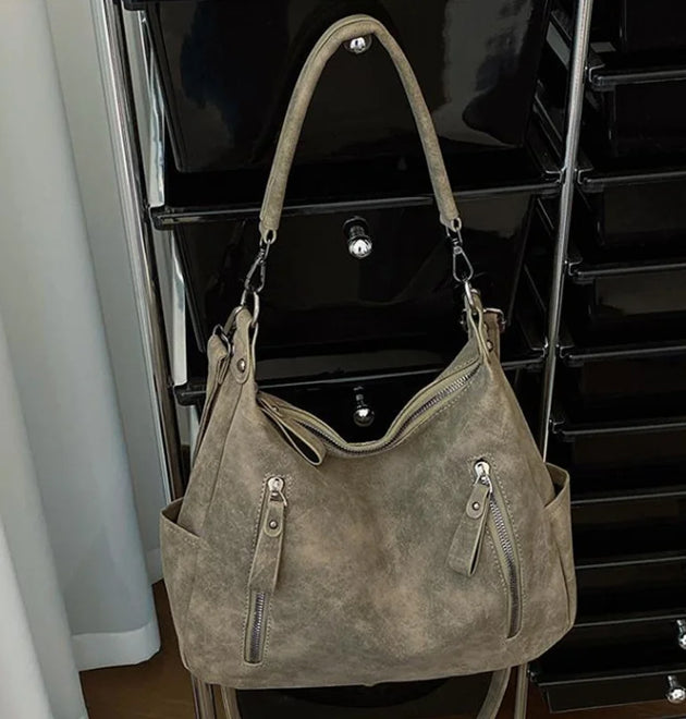 Designer Leather Female Side Bags Retro Shoulder Bag for Women Handbag Casual Ladies Large Capacity Tote Bag