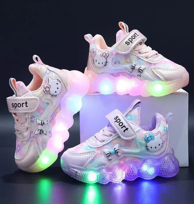 Cute Hello Kitty Casual  Led Light Baby Girl Sneakers Shoes