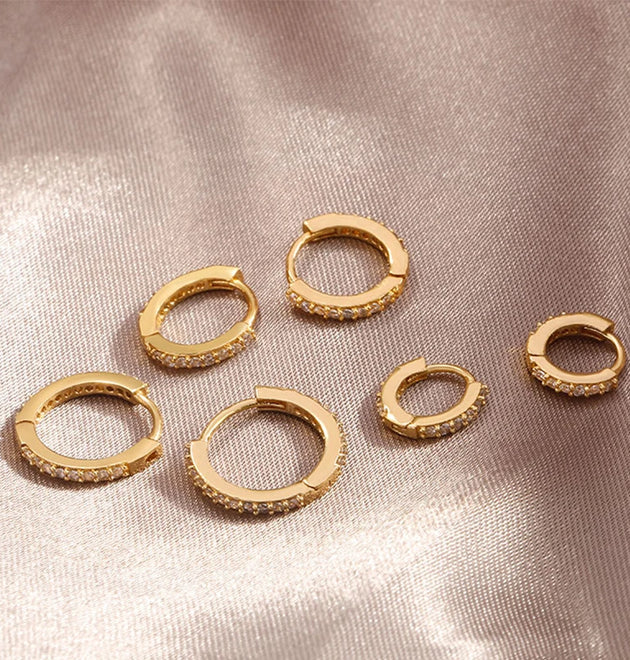 1 Pair Minimal Exquisite Hoop Crystal Zirconia Small Huggie Thin Cartilage Earring For Women Helix Tragus Piercing Jewelry