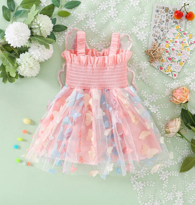 Colorful Butterfly Baby Girl Princess Style Birthday Party Children's Sleeveless Dress