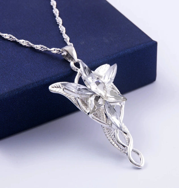 Movie The Lord Arwen Evenstar Necklace Elf Princess Arwen Twilight Star Crystal Pendant Necklaces for Women Choker Jewelry Gift