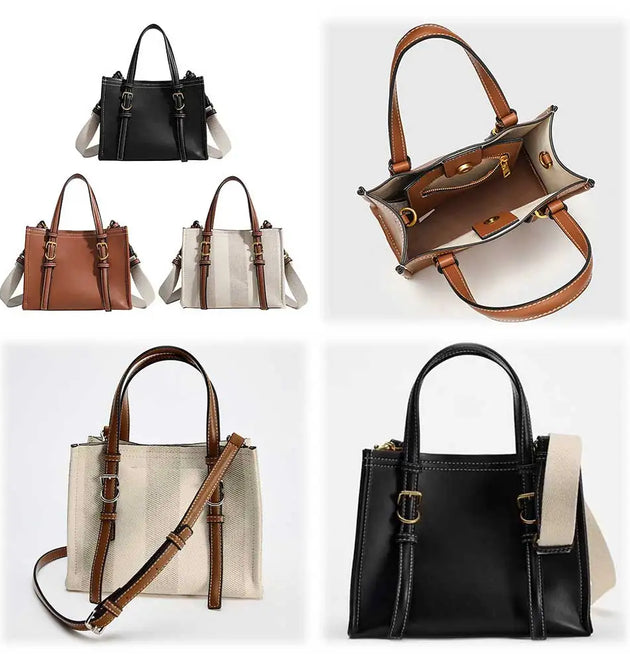 Solid Color PU Leather  Fashion Shoulder Satchel Work Bags