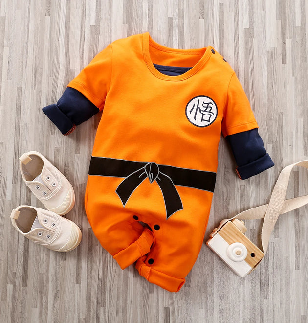Boys and Girls Long sleeved Anime Orange Training Suit Casual All Cotton Bodysuit