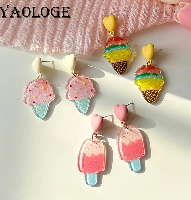 Lovely Fun Popsicle Ice-Cream Earrings Summer Personality Earrings