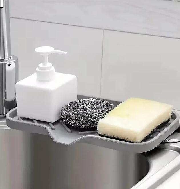 Silicone Faucet Mat Kitchen Sink Tray Soap Dispenser Sponge Drain Pad