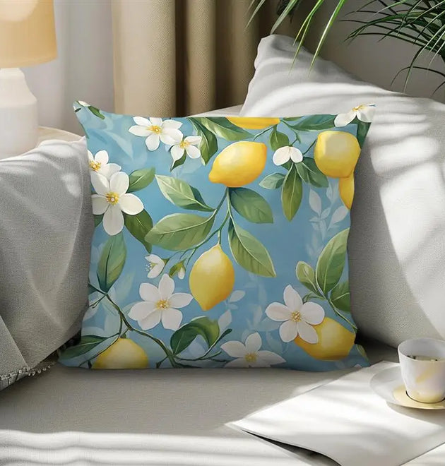 Summer Lemon Pattern Decorative Cushions Pillowcase Polyester Cushion Cover