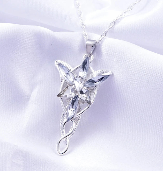 Movie The Lord Arwen Evenstar Necklace Elf Princess Arwen Twilight Star Crystal Pendant Necklaces for Women Choker Jewelry Gift