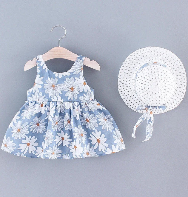 Floral Print Little Fresh Everyday Sweet Princess Dress with Bow