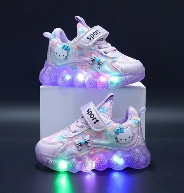 Cute Hello Kitty Casual  Led Light Baby Girl Sneakers Shoes