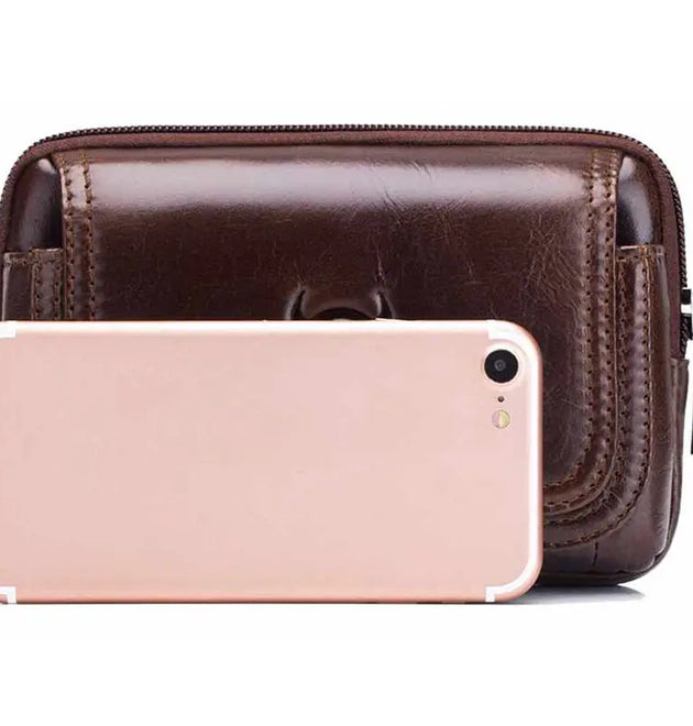 BULLCAPTAIN Male Purse Leisure Sling Bag Small Pocket New Men Waist Bag Leather Sling Cigarette Bag Mobile Phone Bag