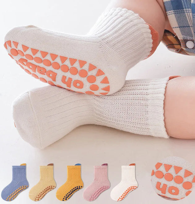 3Pairs/Lot Cotton Baby Anti-slip Socks For Boys Girls Low Cut Floor Kids Toddler Sock With Rubber Grips Socken For 0-6Years
