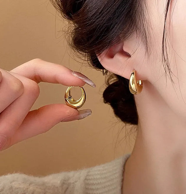 Punk Oval Hoop Earrings Metallic Geometric Ear Buckle Minimalist Style U-shaped Ear Buckle Daily Life Earring Accessories